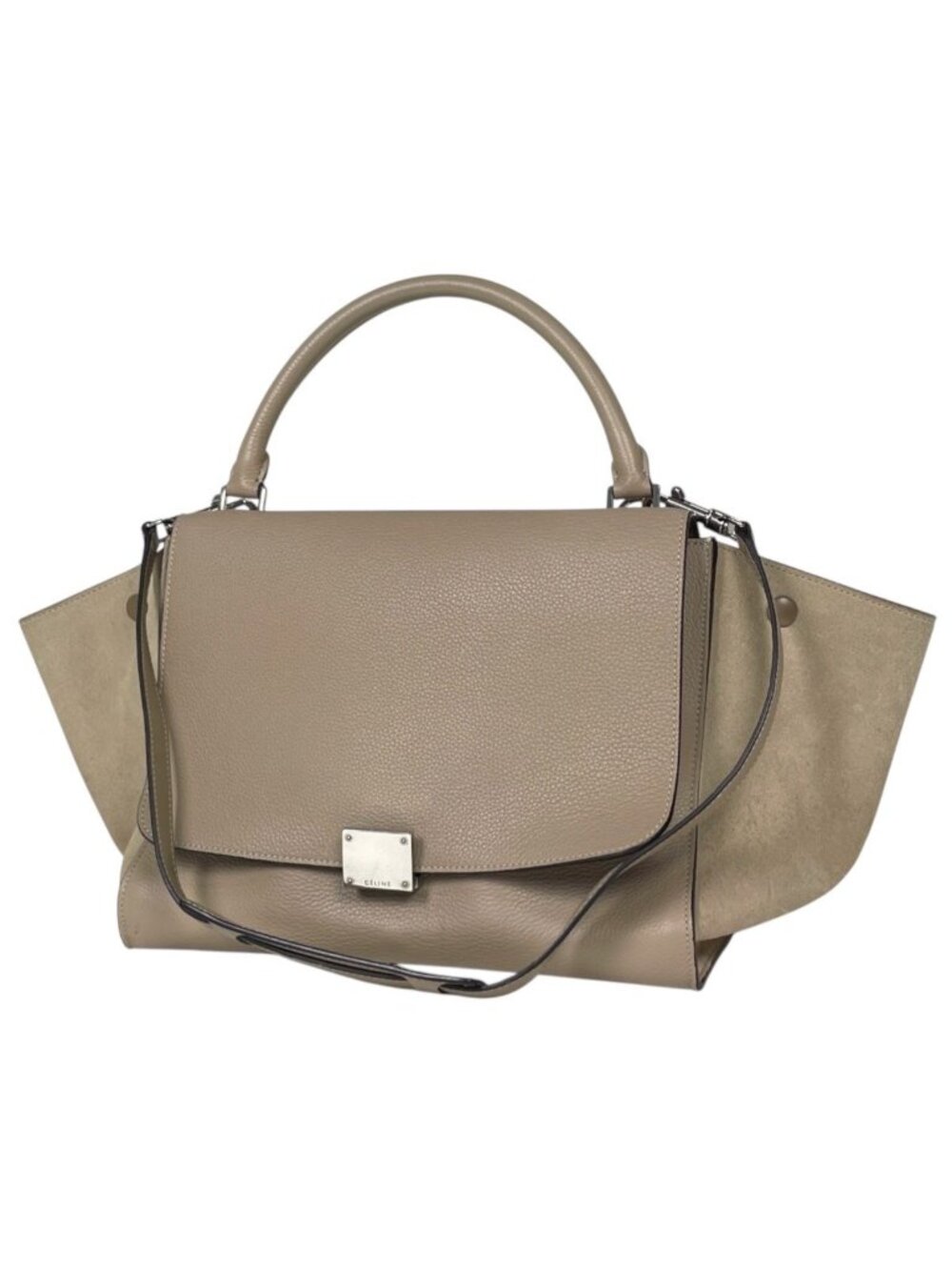 Celine Handbag Trapeze 2-Way Leather Beige